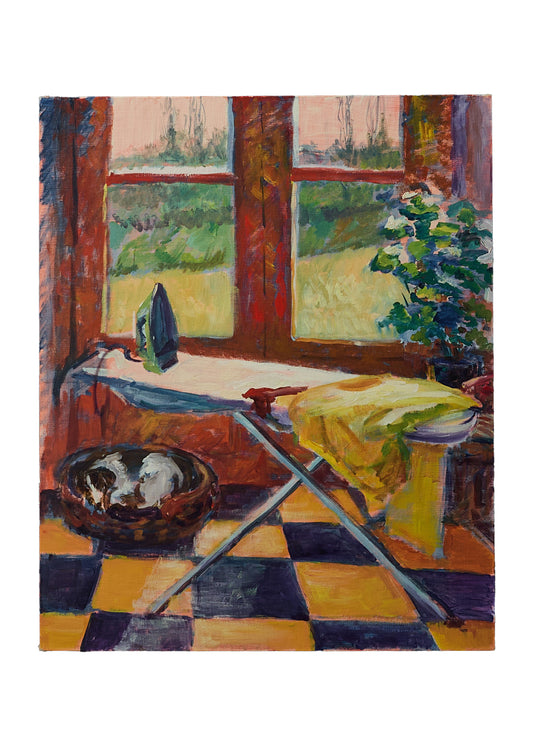 Still Life Domestic Scene with Dog,Oil on Board