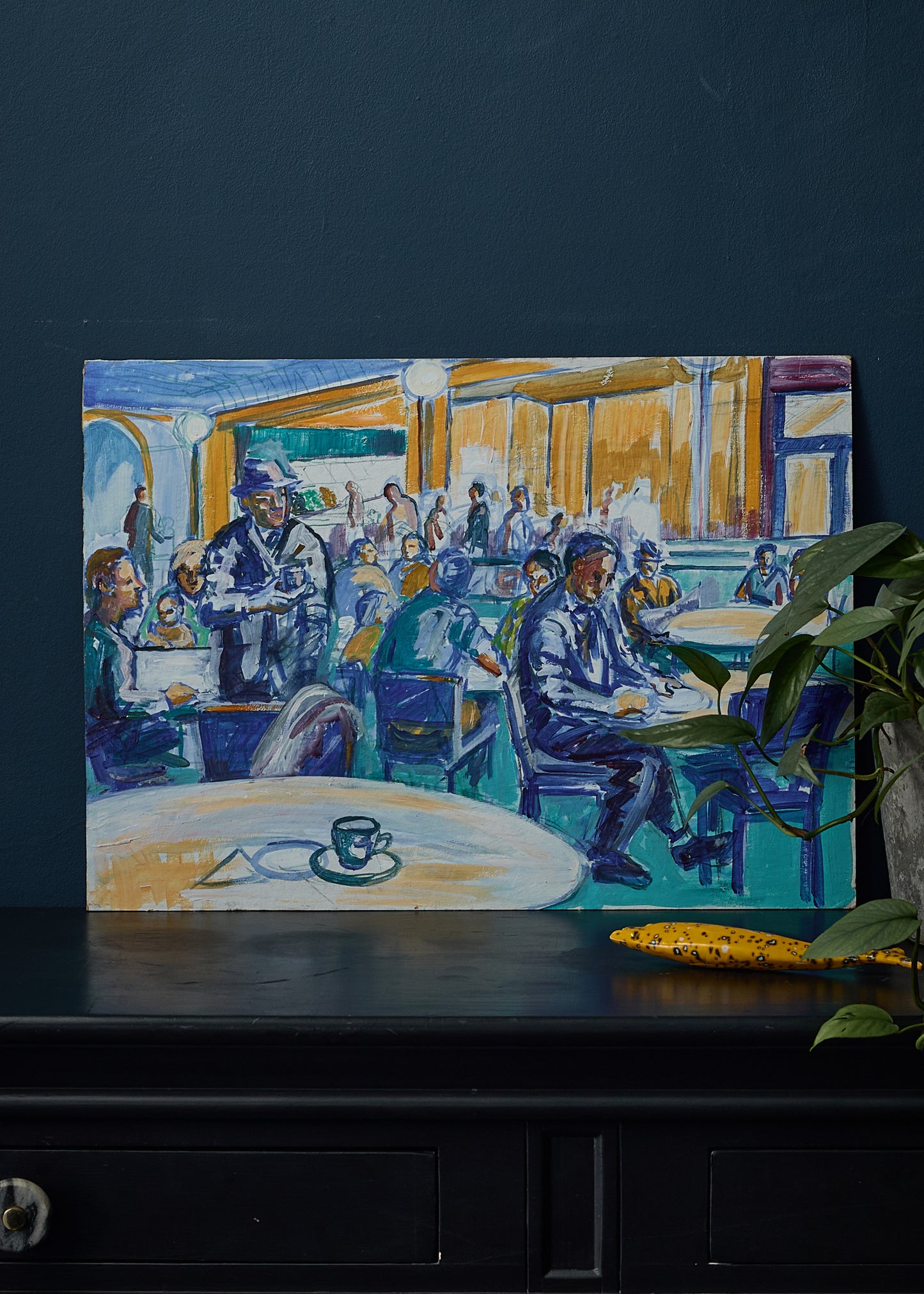 Cafe Scene - Oil on Board