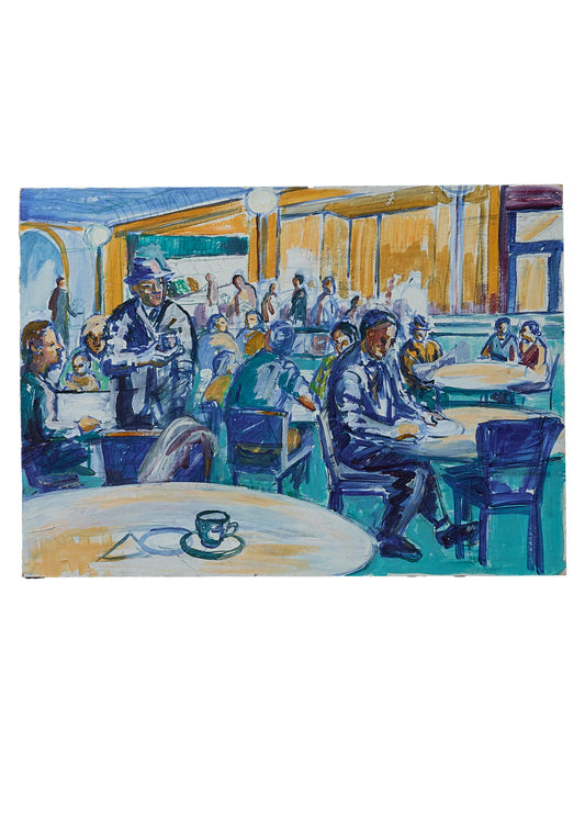 Cafe Scene - Oil on Board